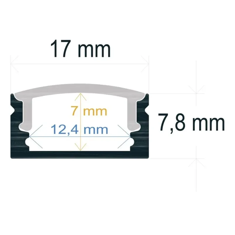 Coupe profilé aluminium blanc ruban LED 17x7,8mm intérieur 12,4mm