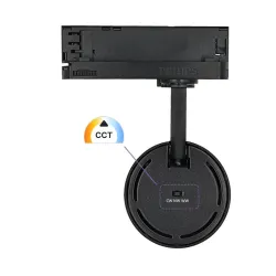 Vue arrière spot LED rail triphasé sélecteur 3CCT 3000K 4000K 6000K
