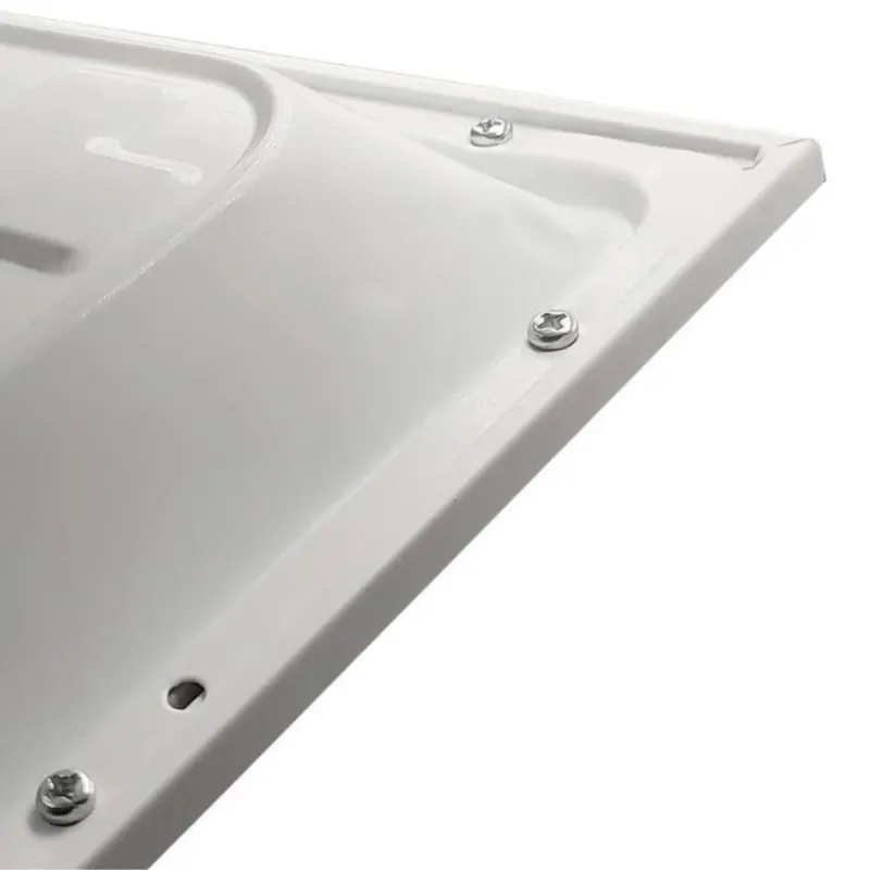 Rear corner detail LED panel 60x60 with mounting screws white frame