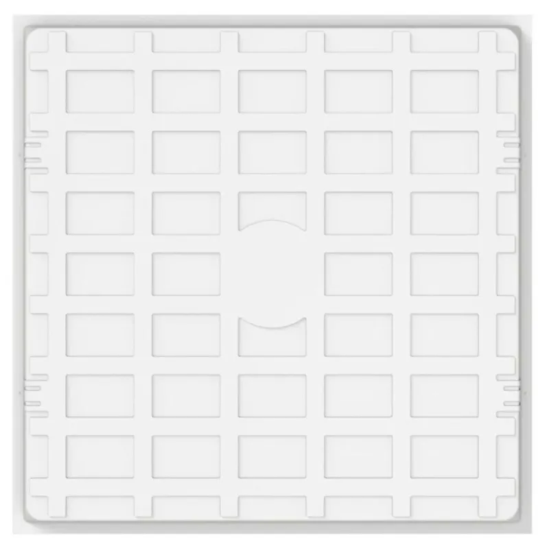 Vista trasera panel LED 60x60 con guía de luz LGP cuadriculada uniforme