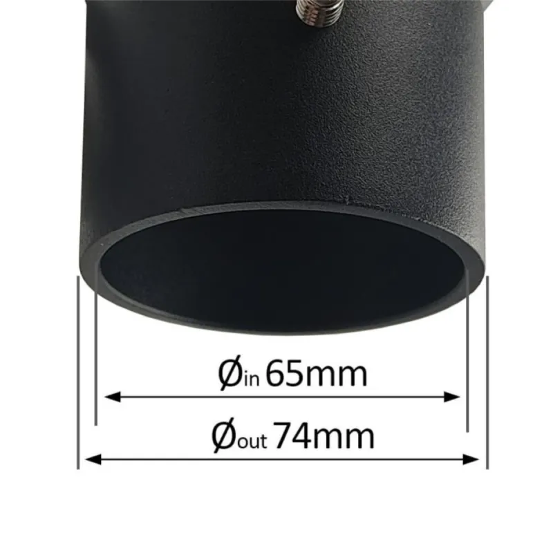 Pole coupling detail LED garden lamppost diameters Ø65mm and Ø74mm