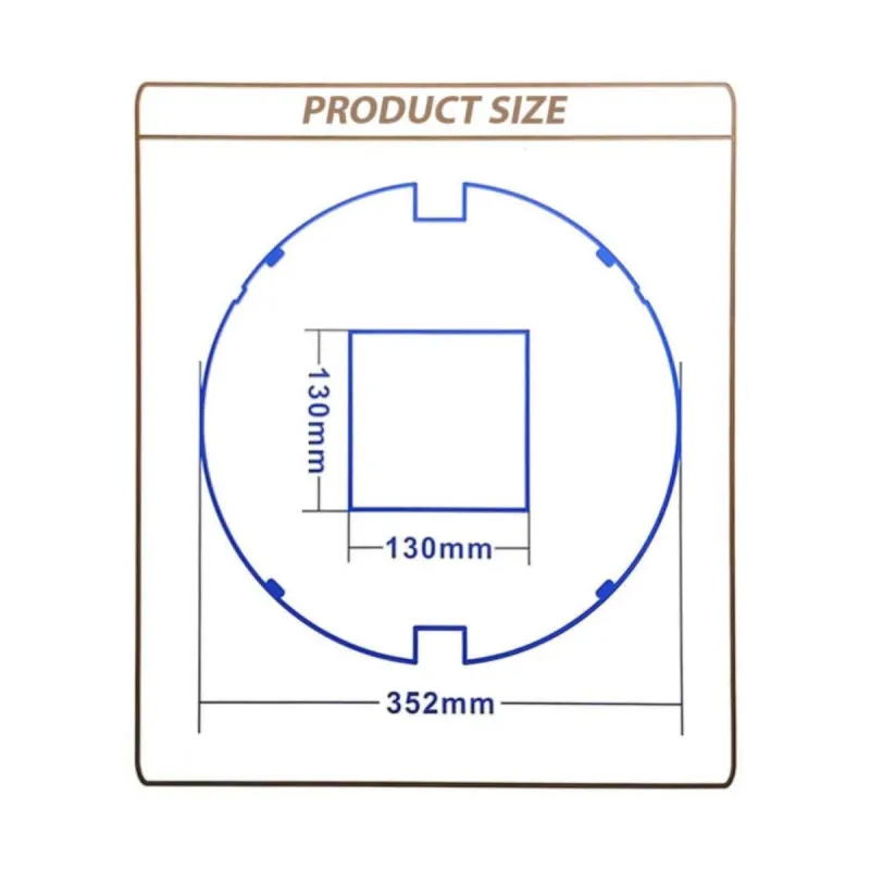 Plano técnico farola LED jardín 352mm diámetro con paso de columna 130x130mm