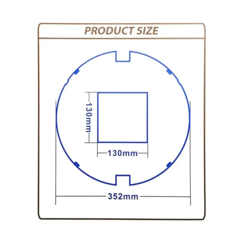 Disegno tecnico lampione LED giardino 352mm diametro passaggio palo 130x130mm