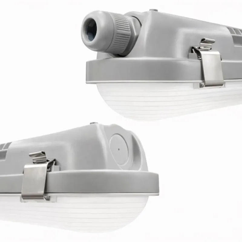 End caps of the 120cm LED batten with IP66 cable glands