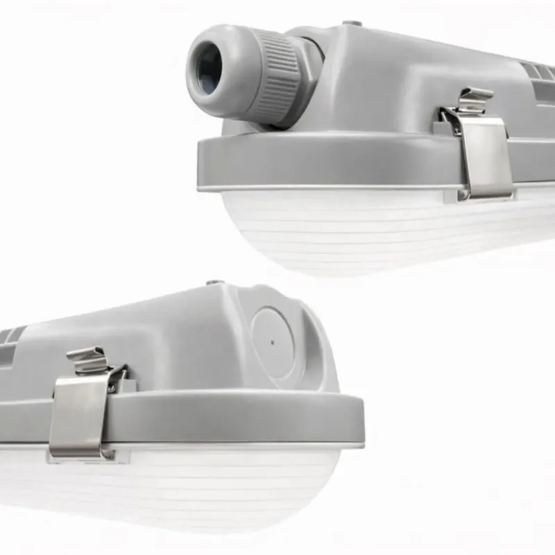End caps of the 120cm LED batten with IP66 cable glands