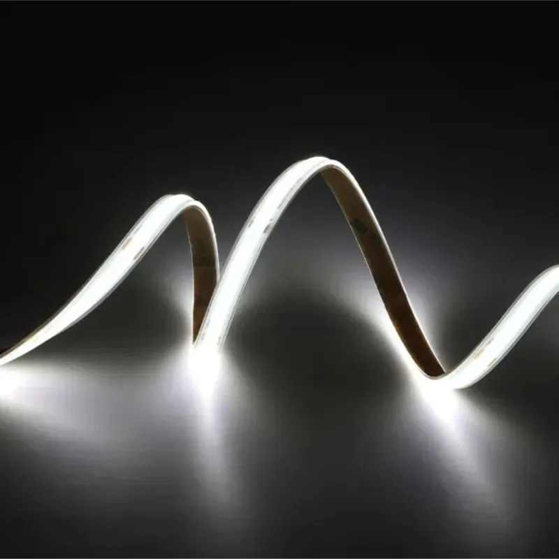 Fita LED COB acesa em forma de onda com luz linear contínua sem pontos