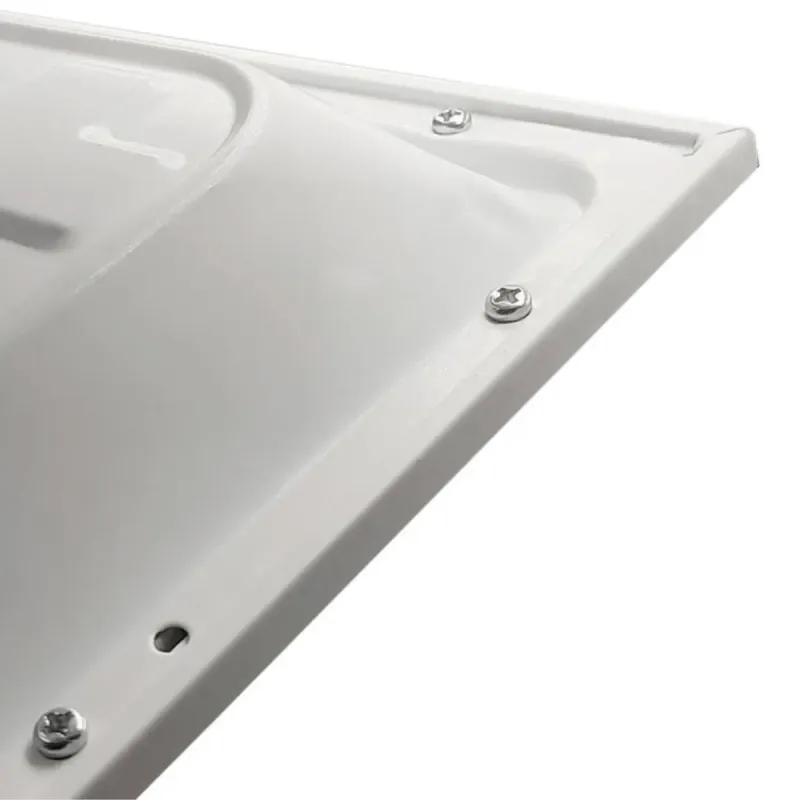 Vue arrière de la dalle LED 60x60 cadre blanc avec vis de fixation