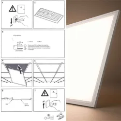 Guide d'installation de la dalle LED 60x60 Slim Frame au plafond de bureau