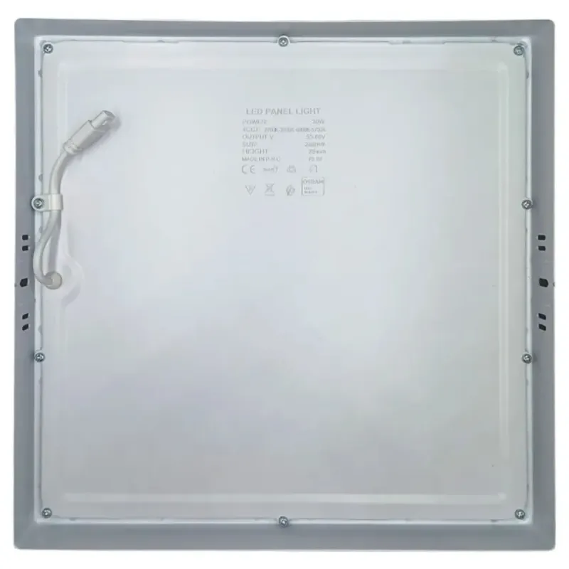 24W square LED panel installed on office ceiling delivering uniform anti-glare lighting