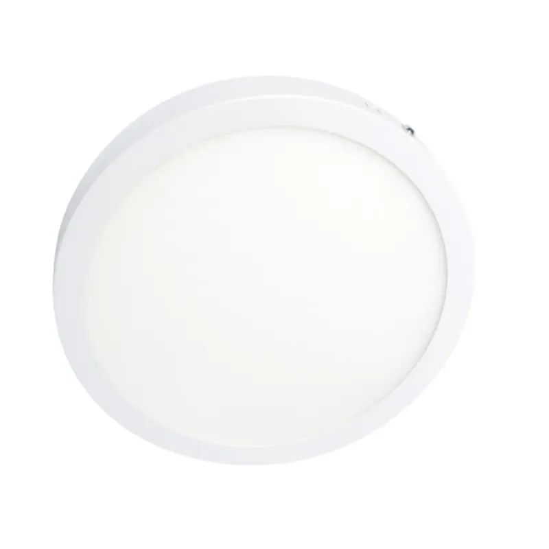 Front view of 24W round LED panel with microprism diffuser and UGR under 19 comfort