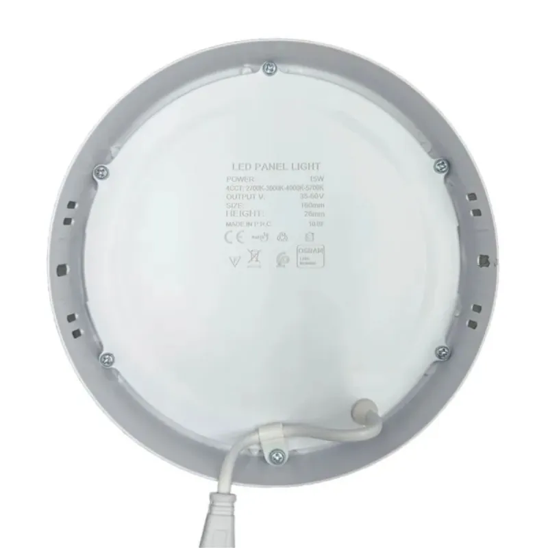 Vista posteriore plafoniera LED tonda 15W con molle per fissaggio rapido a soffitto