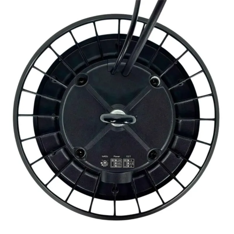 Front view of UFO GERMANY 100W industrial high bay light for warehouses and factories