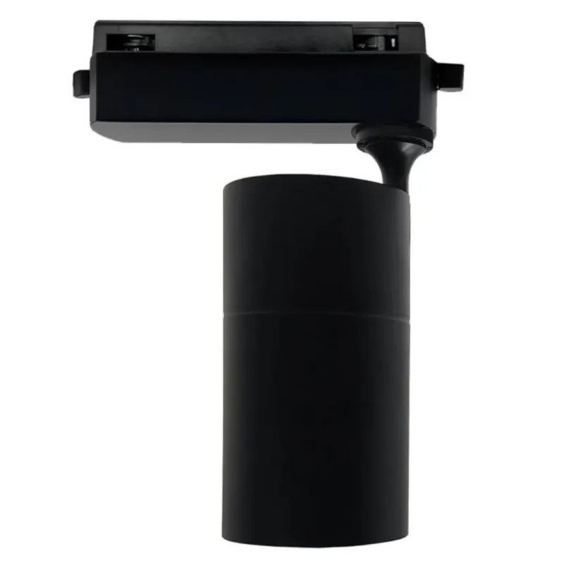 Vista trasera del foco carril PARIS 30W con adaptador monofásico para carril de tres hilos