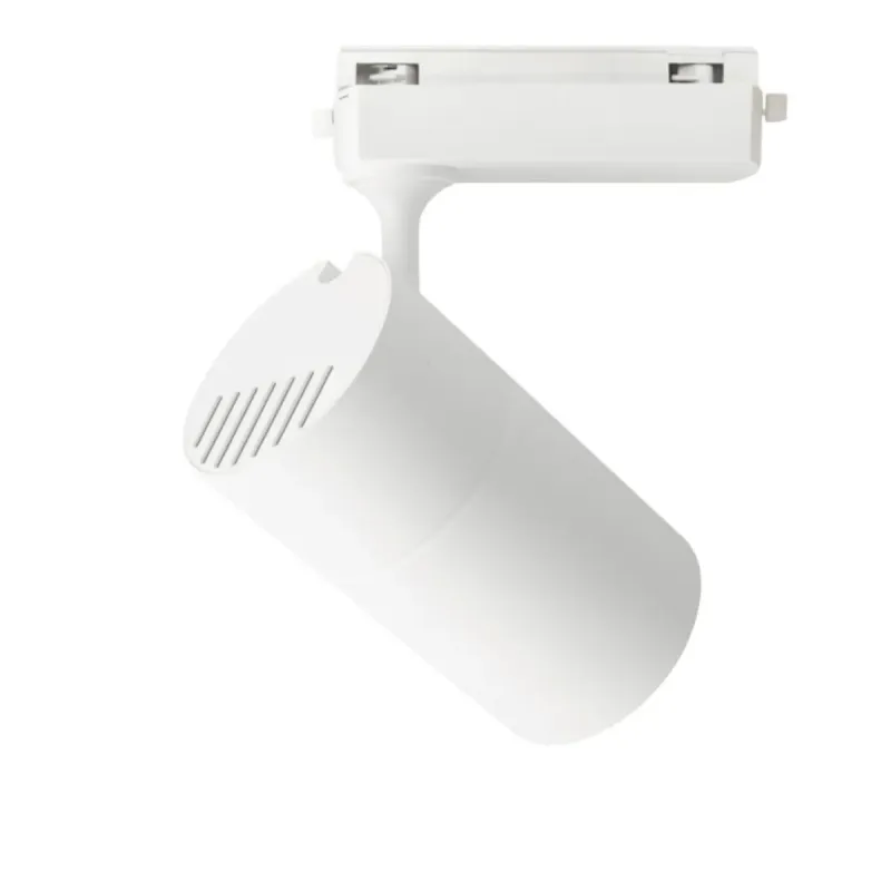 Foco LED carril PARIS 30W branco vista lateral dissipador alumínio vitrines