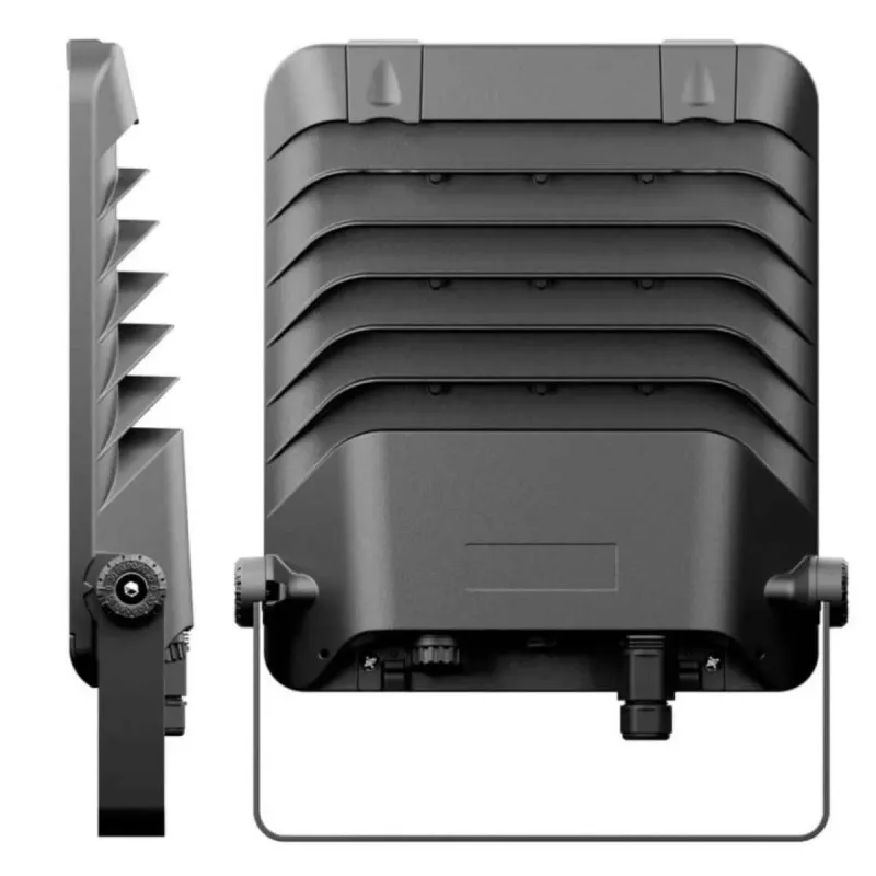 MAXLITE 200W LED floodlight side view finned heatsink adjustable bracket