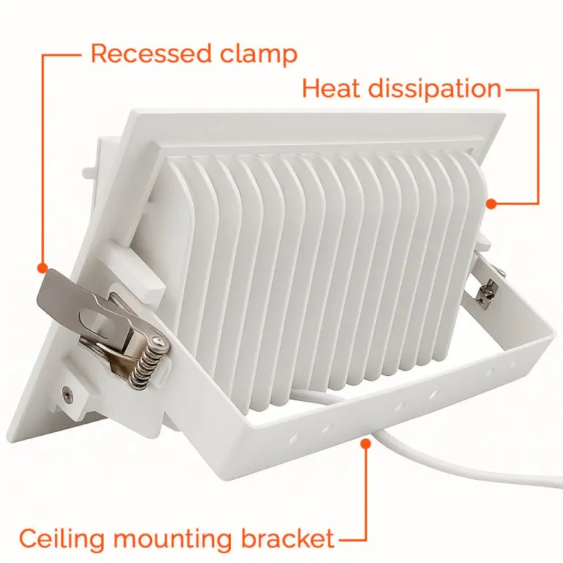 40W orientable LED spotlight rear heatsink recessed ceiling clamps OSRAM