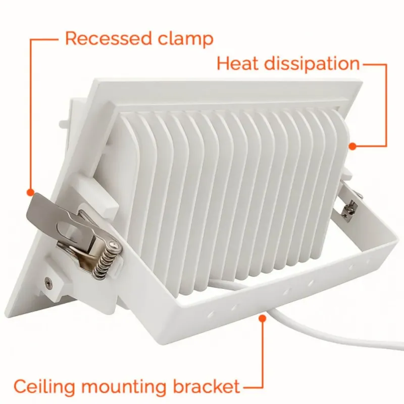 Foco LED 40W orientável dissipador traseiro pinças encastrar teto OSRAM