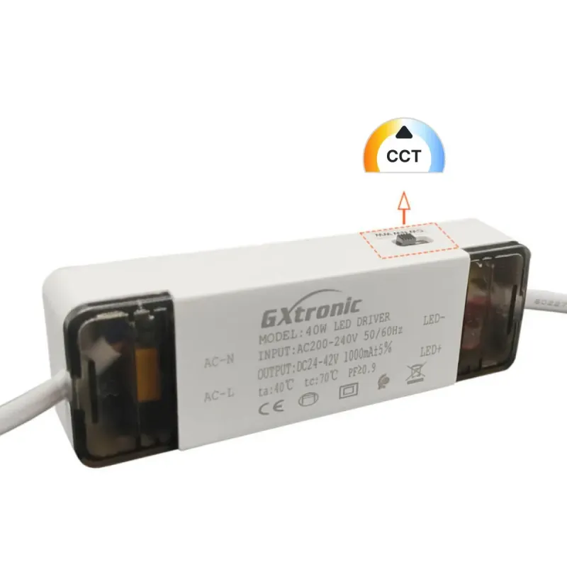 GXtronic Flicker Free driver 3CCT selector 3000K 4000K 5700K 40W LED