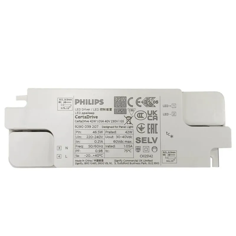 Driver Philips CertaDrive 42W 220-240V étiquette panneau LED 60x60