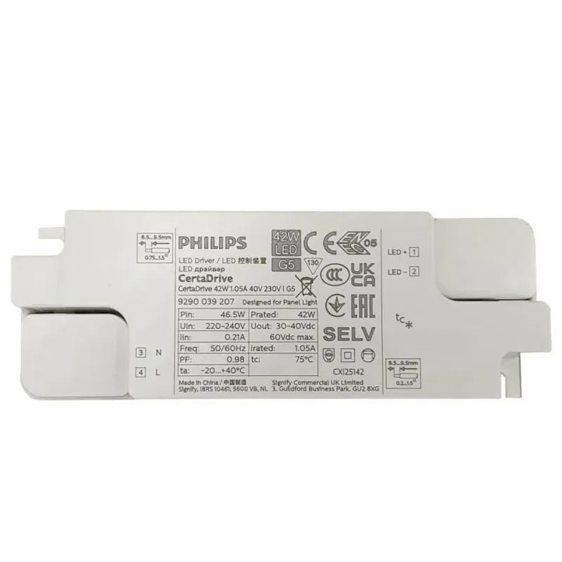 Driver Philips CertaDrive 42W 220-240V etichetta pannello LED 60x60