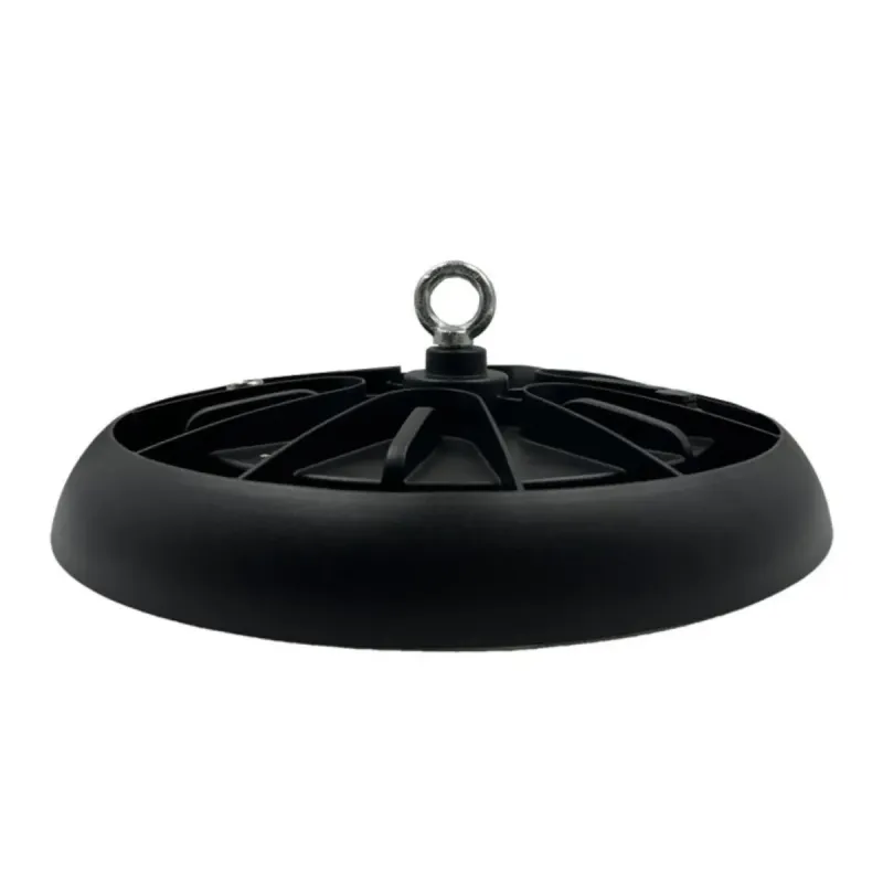 Vue dessus cloche LED UFO 200W dissipateur aluminium ailettes radiales