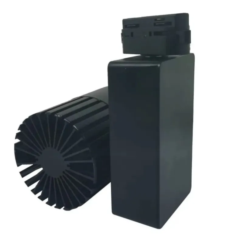 Spot rail GRAZ 40W angle arrière dissipateur radial et boîtier driver
