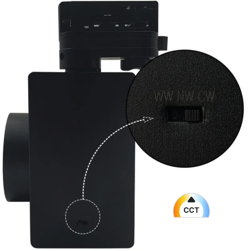 CCT switch WW NW CW detail to change colour temperature on GRAZ 40W spotlight