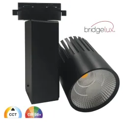 Foco LED calha monofásica GRAZ 40W preto chip Bridgelux 3CCT alto CRI