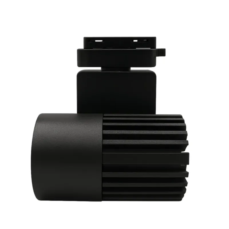 Side view single-phase GRAZ 40W track spotlight with aluminium cooling fins