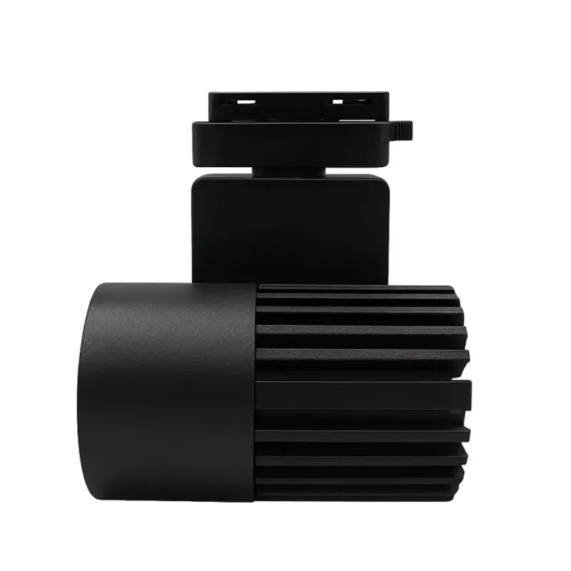 Side view single-phase GRAZ 40W track spotlight with aluminium cooling fins