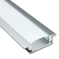 Profilo alluminio incasso 2m con alette e diffusore opale per striscia LED