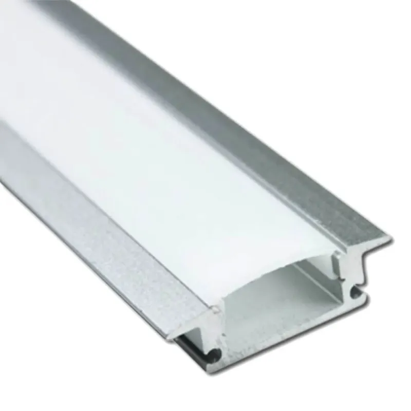 Perfil aluminio empotrable 2m con alas y difusor opal para tira LED