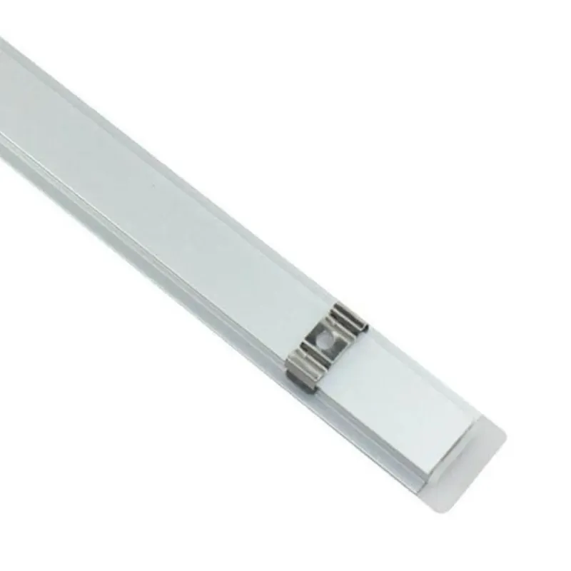 Profilé aluminium encastré avec clips métalliques et embout fournis