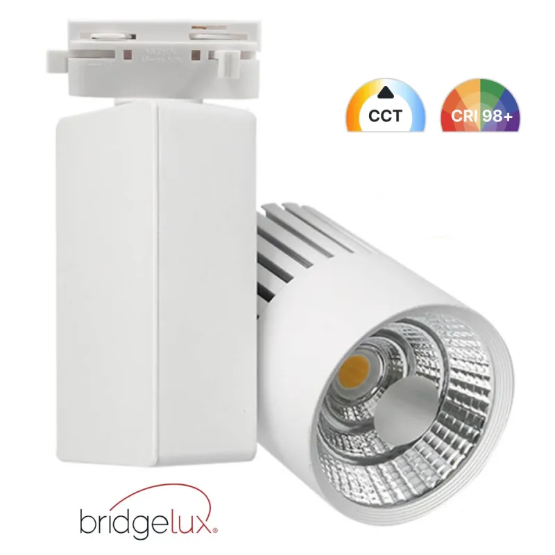 Foco LED carril monofásico GRAZ 40W blanco chip Bridgelux 3CCT CRI 98+ 4400 lm