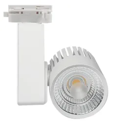 Vista frontal foco GRAZ 40W branco refletor cromado e chip COB central