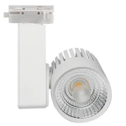 Vista frontal foco GRAZ 40W blanco con reflector cromado y chip COB central