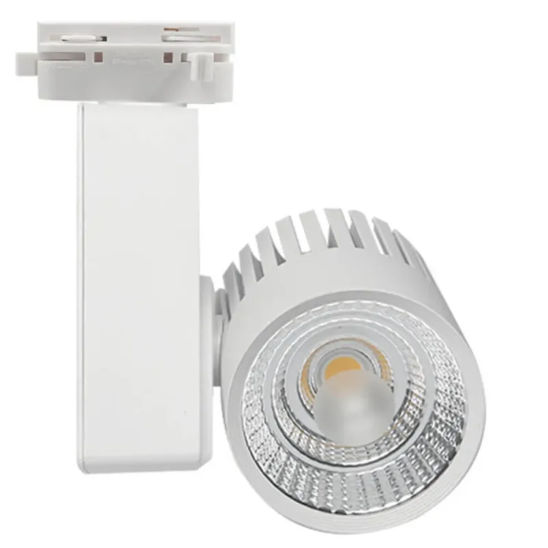Vue frontale spot GRAZ 40W blanc réflecteur chromé et puce COB centrale