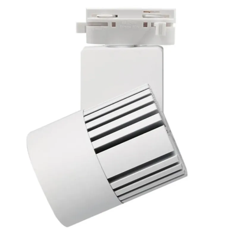 Side view GRAZ 40W white track spotlight adjustable head and cooling fins