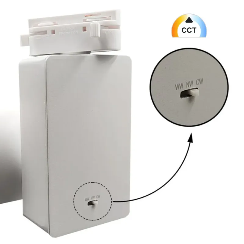 CCT WW NW CW selector detail on GRAZ 40W white track spotlight