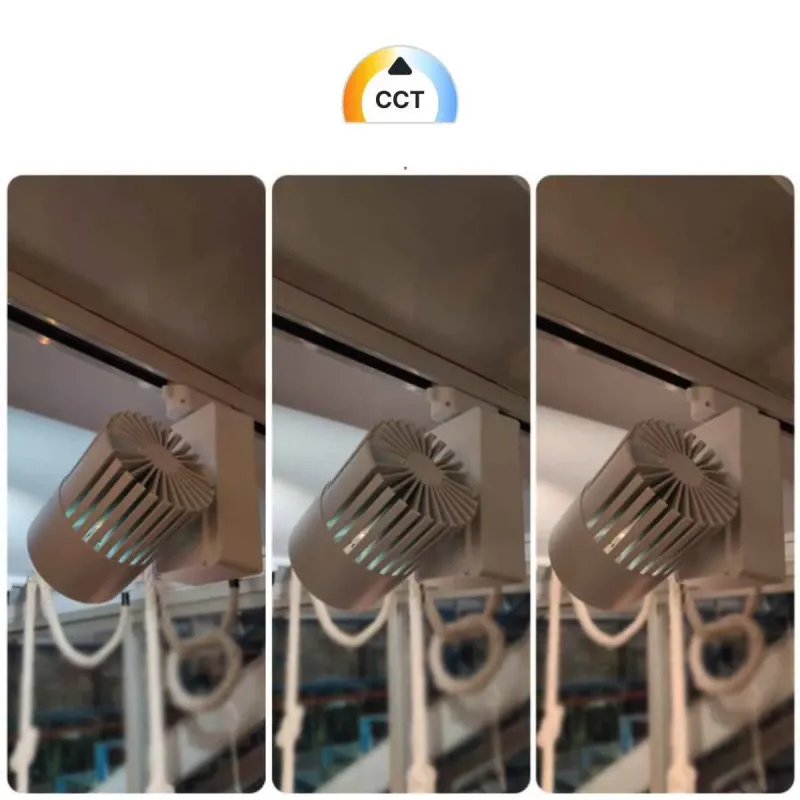 Three CCT colour temperatures comparison with GRAZ white spotlight in shop