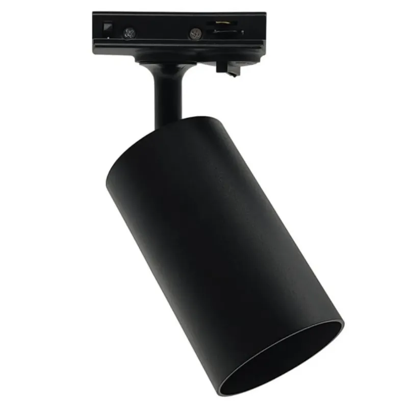 Spot rail monophasé EMMEN GU10 noir orientable corps cylindrique fer