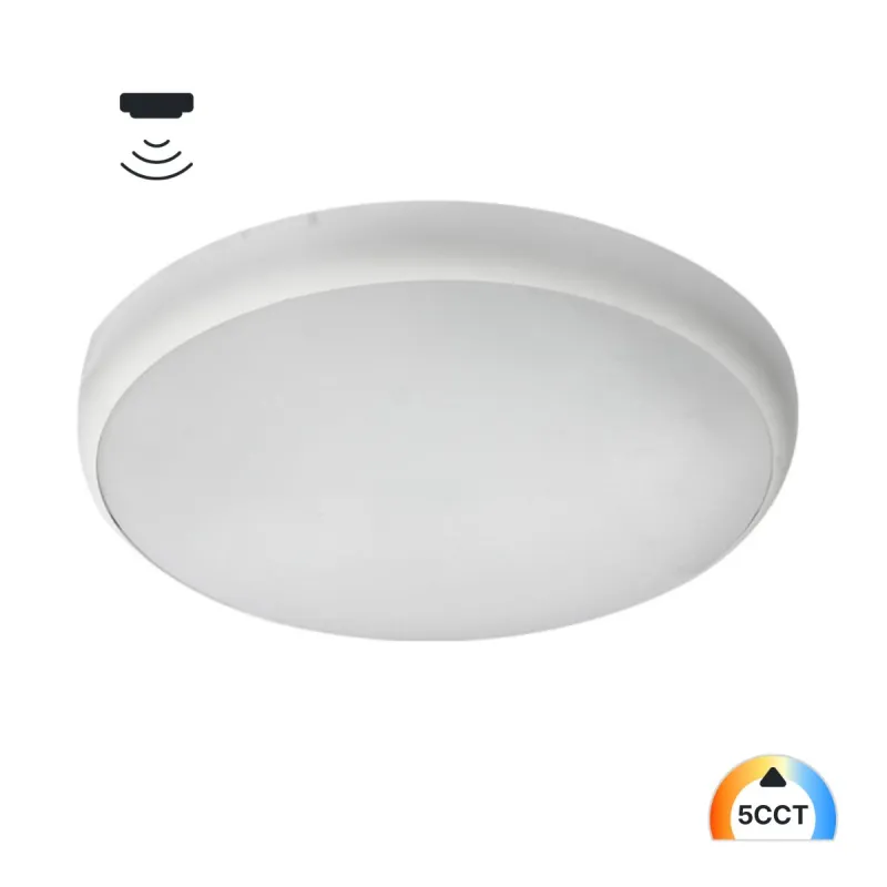 LED ceiling light with built-in radar motion sensor and 5CCT colour selector