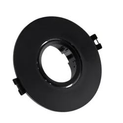 Aro moldura circular preto encastrável lâmpada GU10 acabamento mate