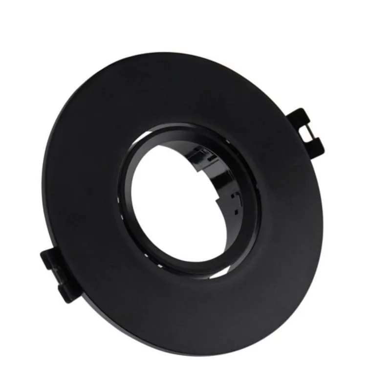 Aro marco circular negro empotrable bombilla GU10 acabado mate