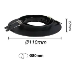 Aro circular GU10 esquema dimensional Ø110mm exterior Ø80mm corte