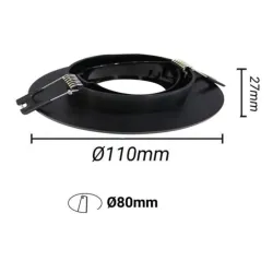 GU10 ring dimensional drawing Ø110mm outer Ø80mm cut-out specs