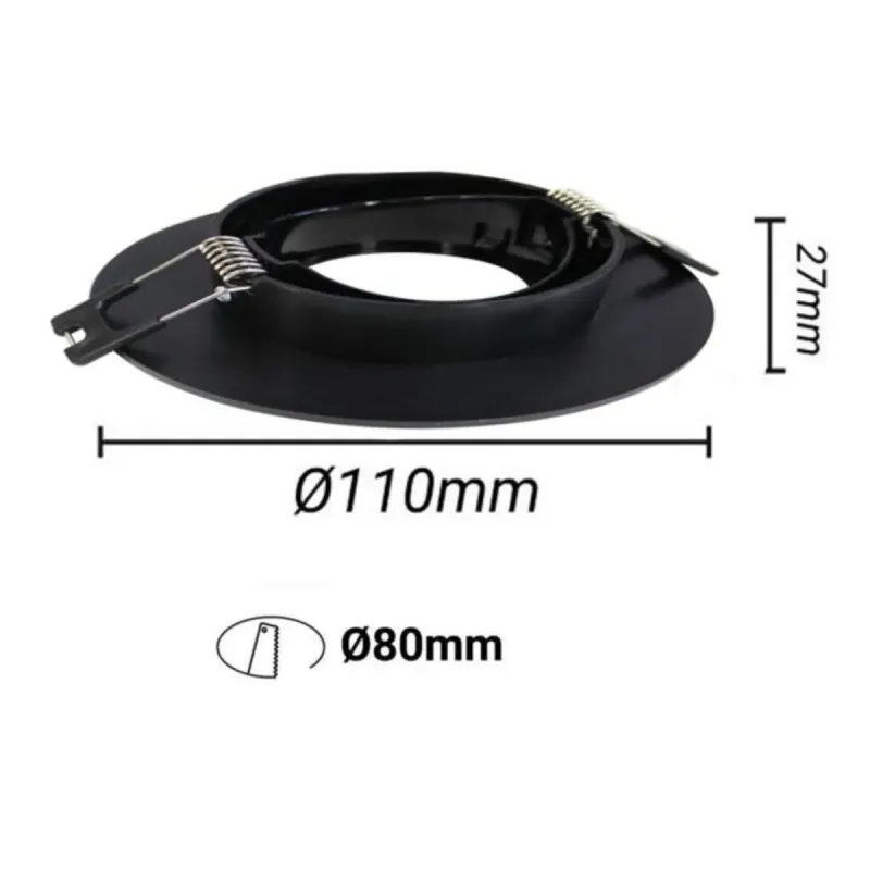 GU10 ring dimensional drawing Ø110mm outer Ø80mm cut-out specs
