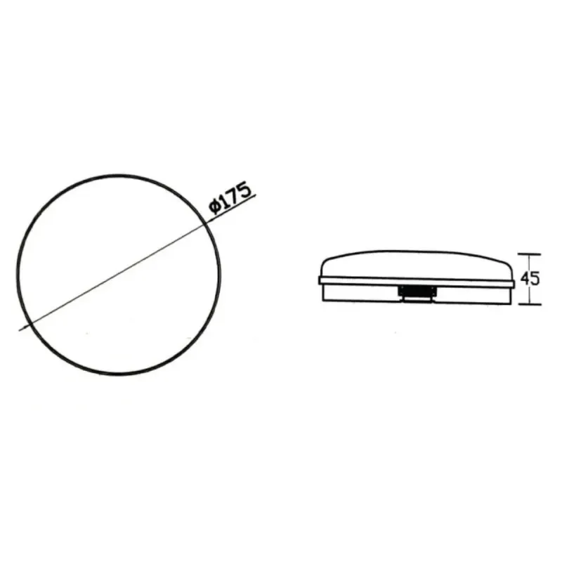 Plafonnier LED PURELIGHT 12W schéma dimensionnel mesures vue latérale
