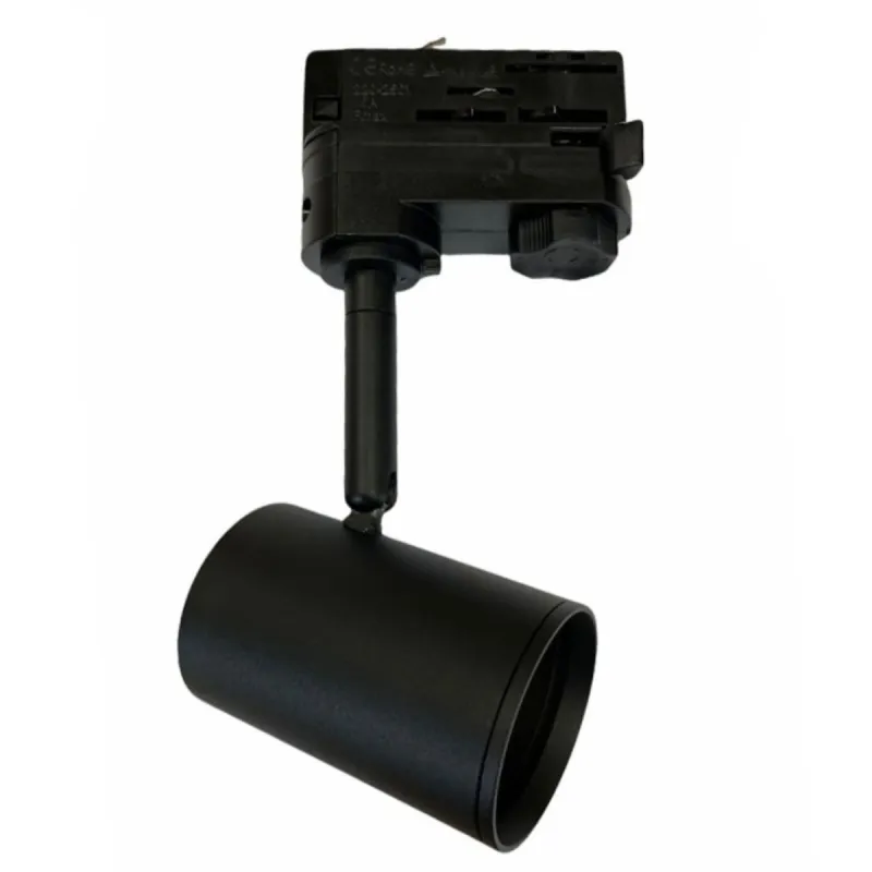 Spot rail triphasé noir orientable GU10 aluminium éclairage professionnel vitrines commerce magasin