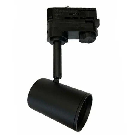 Three-phase track spotlight black orientable GU10 aluminium professional retail shop window lighting